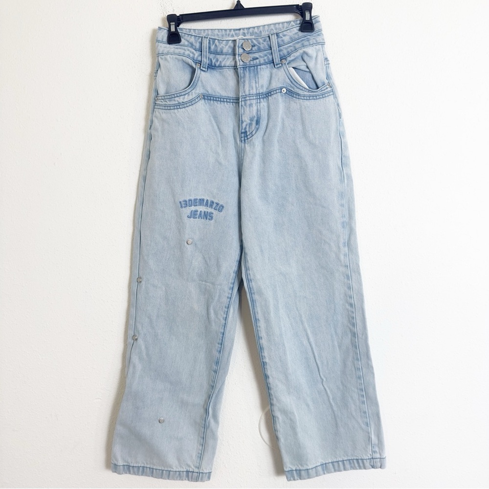 13DE Marzo Light Blue Embroidered high waisted jeans
